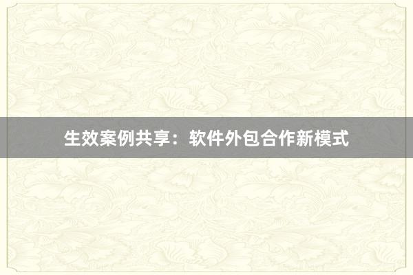 生效案例共享：软件外包合作新模式